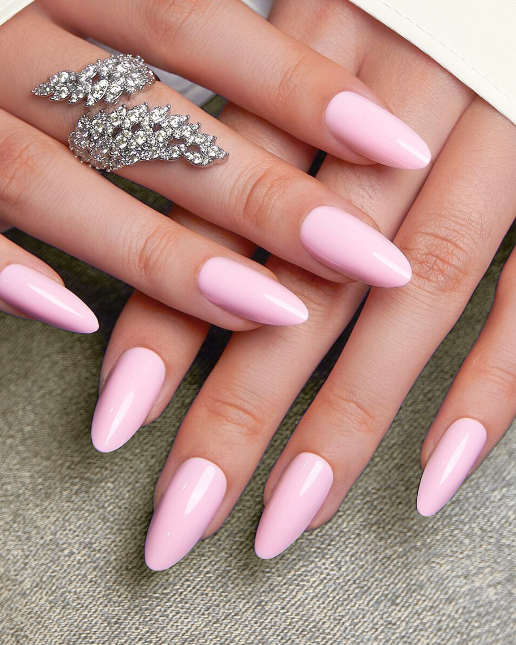 Blush - Plain Pink Short Almond Press On Nails