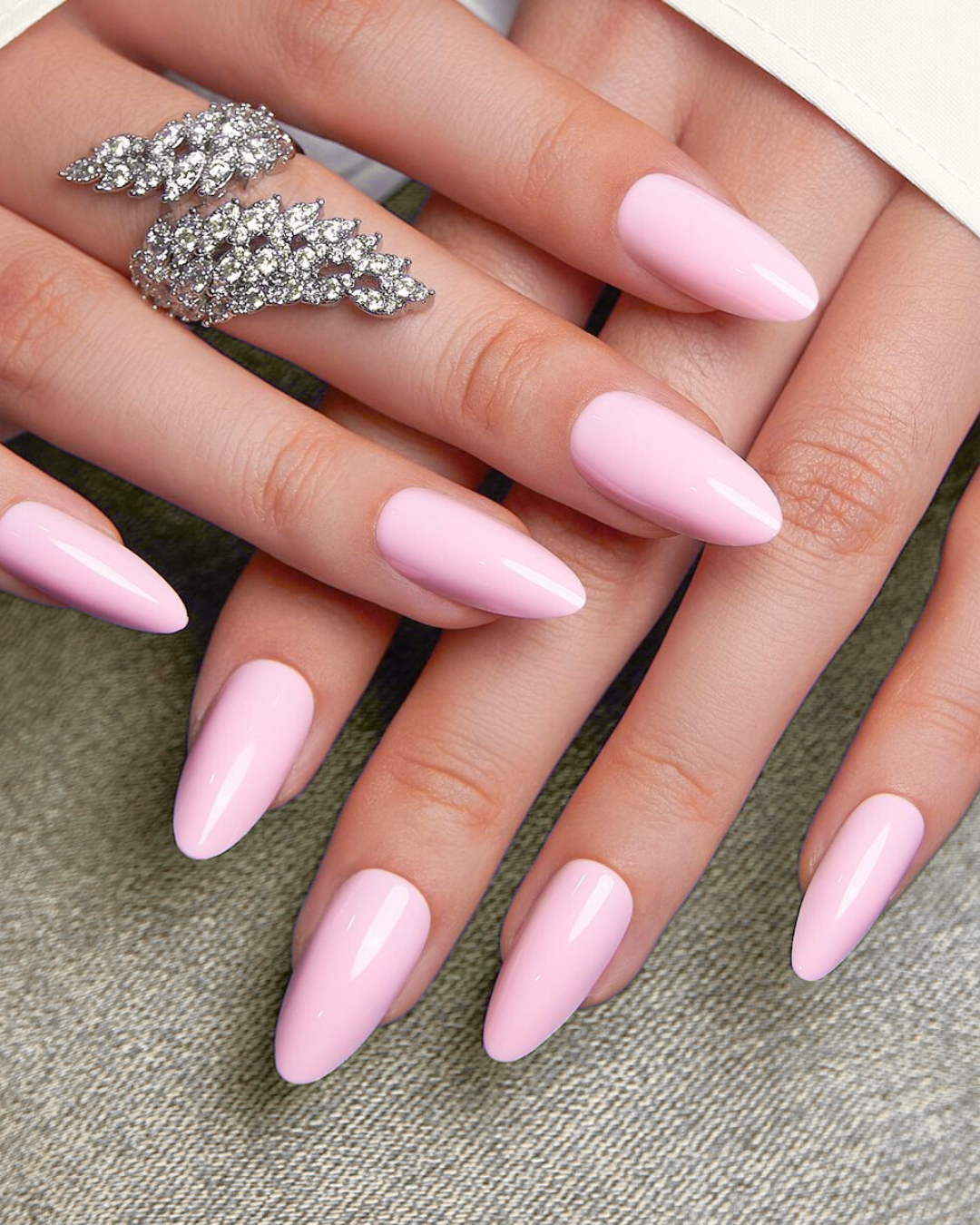 Blush - Plain Pink Short Almond Press On Nails