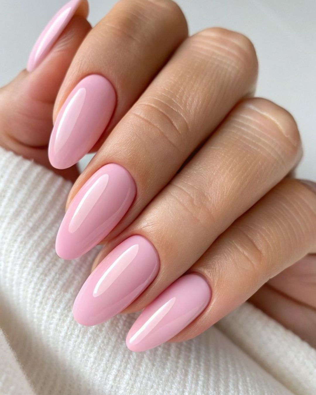 Blush - Plain Pink Short Almond Press On Nails