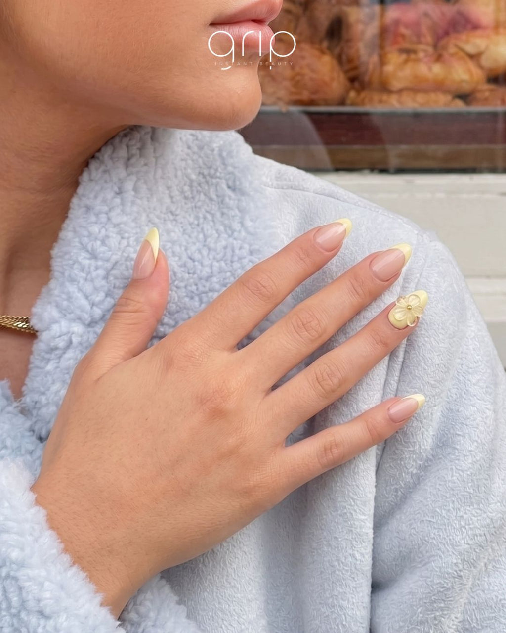 Butter - Short Almond French Nail with Design