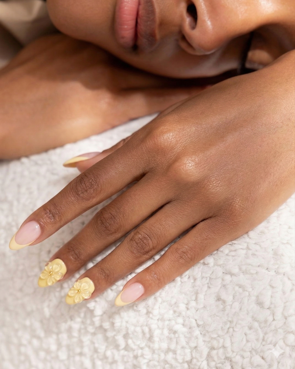 Butter - Short Almond French Nail with Design