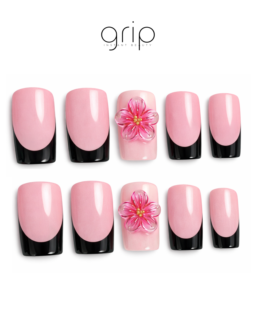 Rebel - Short Square French with 3D Design