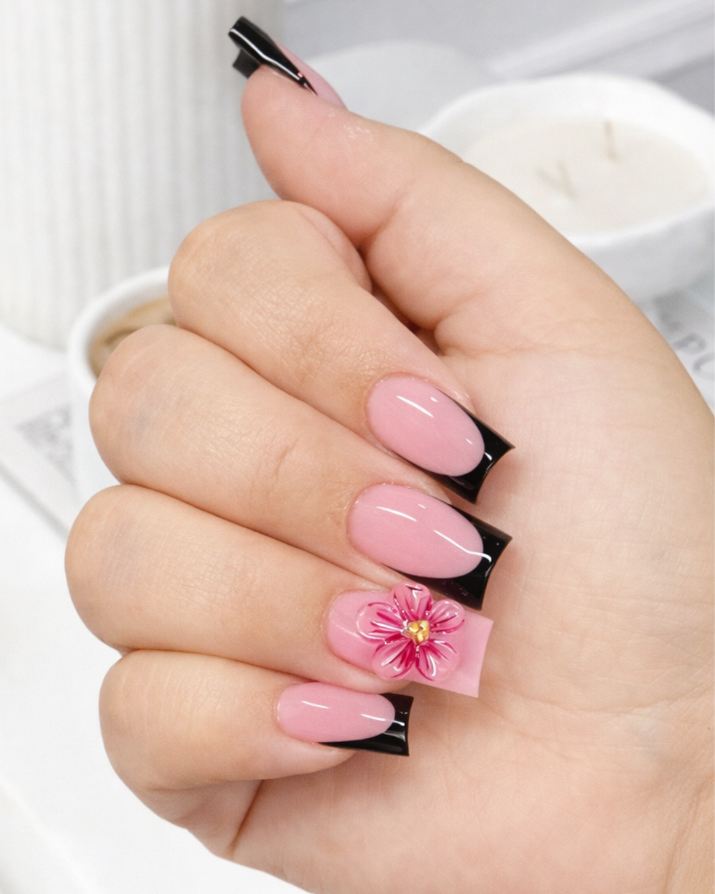 Rebel - Short Square French with 3D Design