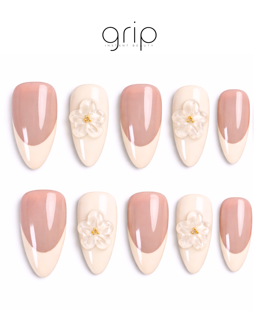 Butter - Short Almond French Nail with Design