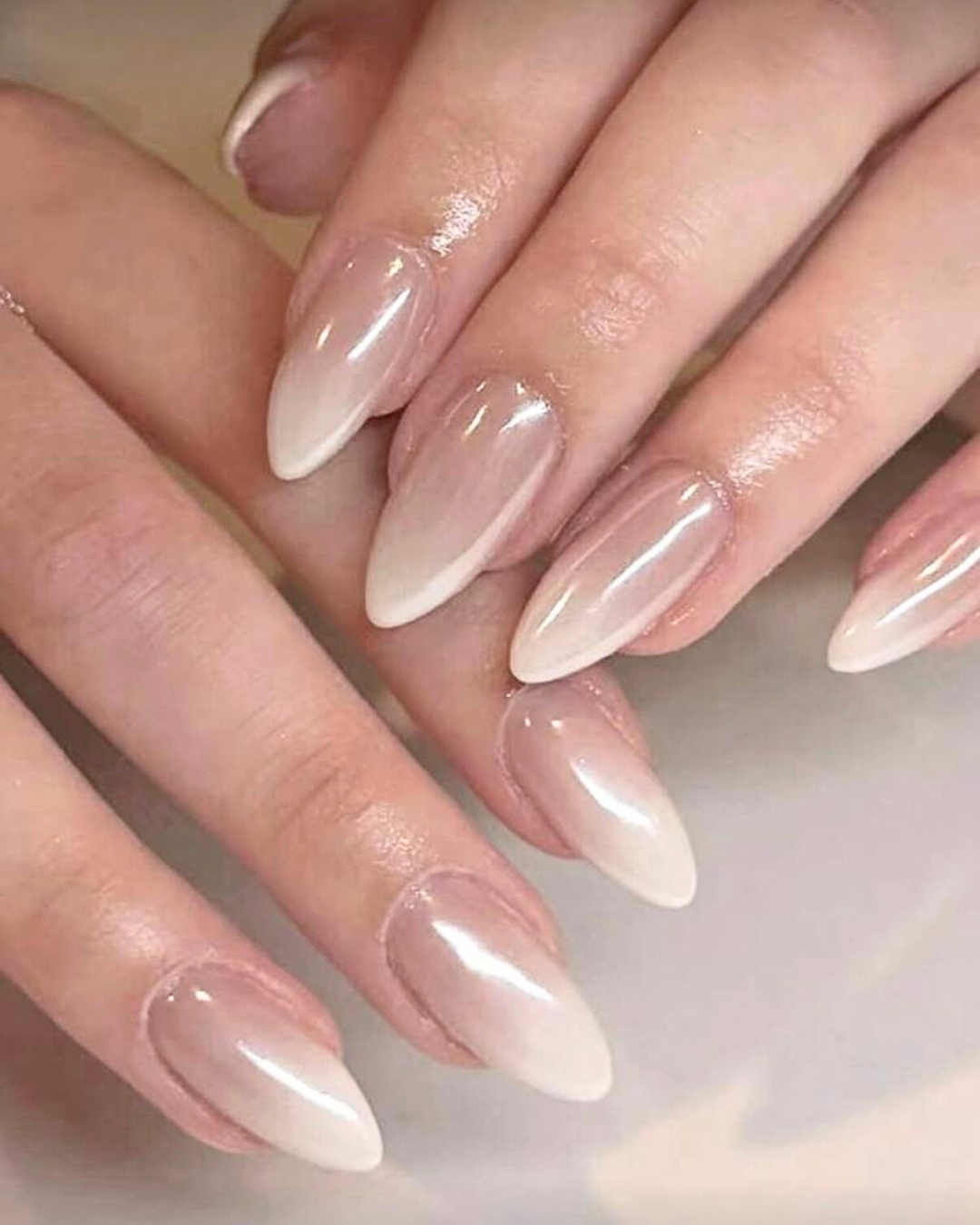 Satin - Short Almond Ombre Chrome