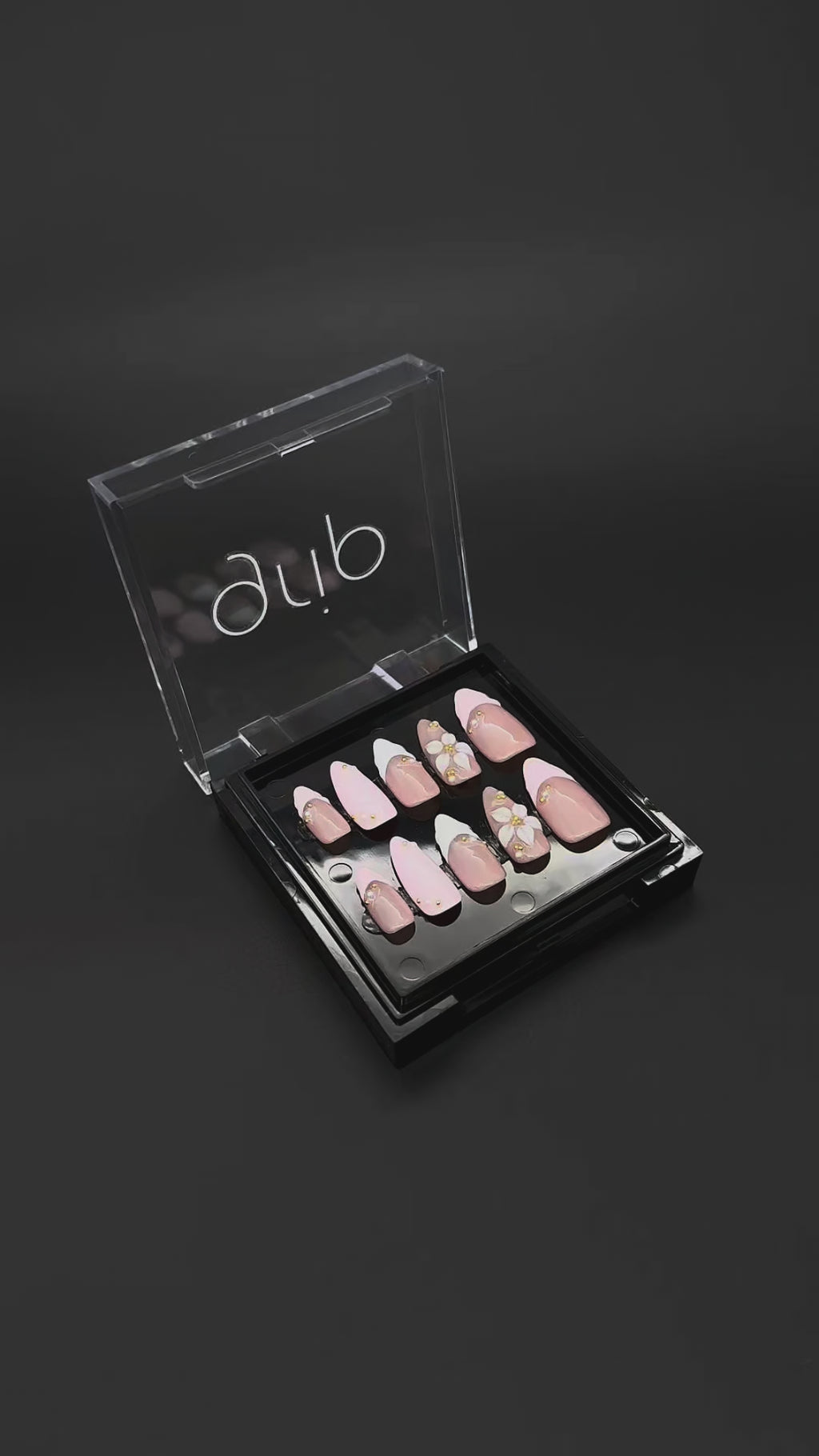 Luxe - Short Almond French 3D Flower Nails
